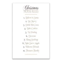 Christmas House Rules Canvas Wall Art