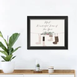 14" Most Wonderful Time Stockings Black Framed Print Wall Art -Northlight Sale Store D518461S 2