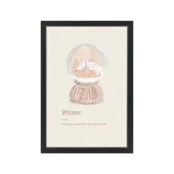 30" Snow Globe Winter Black Framed Print Wall Art