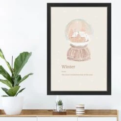 30" Snow Globe Winter Black Framed Print Wall Art -Northlight Sale Store D518465S 2