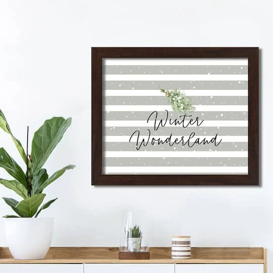 20" Winter Wonderland Gray Stripes Black Framed Print Wall Art 3 20" Winter Wonderland Gray Stripes Black Framed Print Wall Art - Image 3