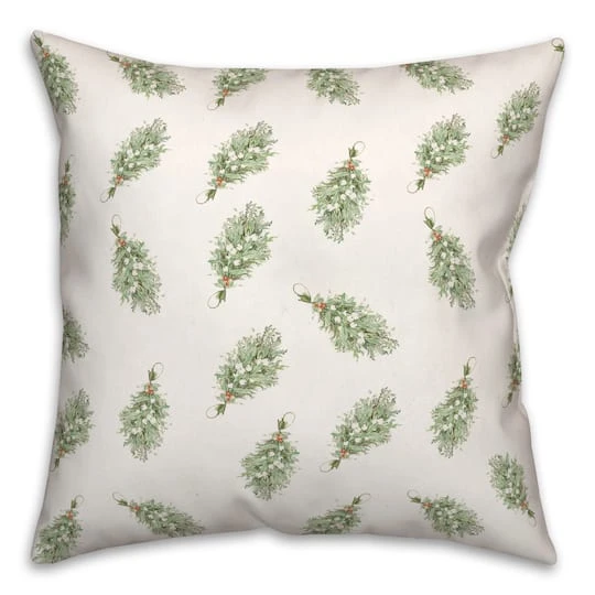 Mistletoe Pattern 18x18 Throw Pillow 1 Mistletoe Pattern 18x18 Throw Pillow