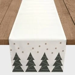 72" Christmas Tree Snow Twill Table Runner 6 72" Christmas Tree Snow Twill Table Runner -Northlight Sale Store D518489S 2