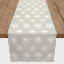Neutral Snow Flakes 16x72 Poly Twill Table Runner 6 Neutral Snow Flakes 16x72 Poly Twill Table Runner -Northlight Sale Store D518491S 2