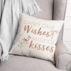 Candycane Wishes Kisses 18x18 Throw Pillow -Northlight Sale Store D518495S 2