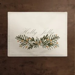 Holly Jolly Greenery 18x14 Poly Twill Placemat -Northlight Sale Store D518511S 2