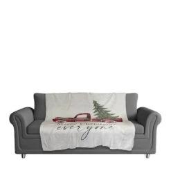 Merry Christmas Truck Sherpa Fleece Blanket -Northlight Sale Store D518546S 3
