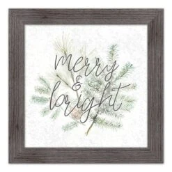 16" Merry & Bright Western Gray Framed Print