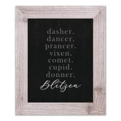 14" Reindeer Names Western White Framed Print