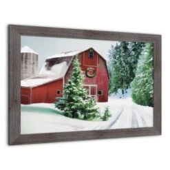 Designs Direct 30" X 20" Snowy Red Barn Western Gray Framed Print 6 Designs Direct 30" X 20" Snowy Red Barn Western Gray Framed Print -Northlight Sale Store D518557S 2