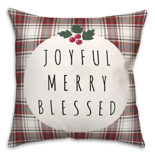 Joyful Merry Blessed 18x18 Throw Pillow 1 Joyful Merry Blessed 18x18 Throw Pillow
