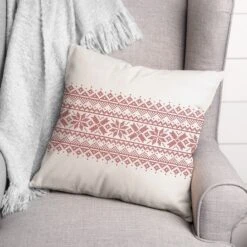 Knit Snowflakes 18x18 Throw Pillow 5 Knit Snowflakes 18x18 Throw Pillow -Northlight Sale Store D518564S 2