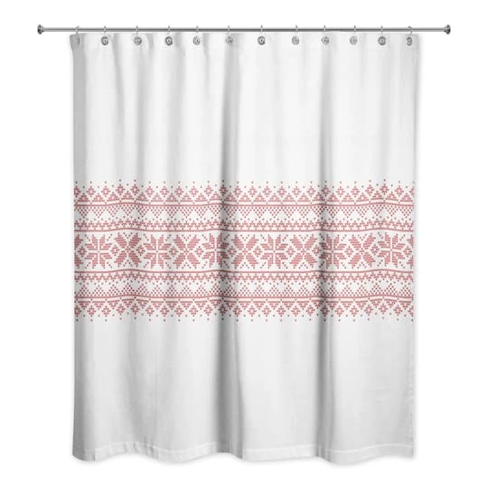 Knit Snowflakes Shower Curtain 1 Knit Snowflakes Shower Curtain