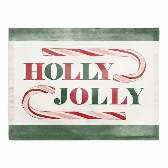 Holly Jolly Candy 18x14 Cotton Twill Placemat 1 Holly Jolly Candy 18x14 Cotton Twill Placemat