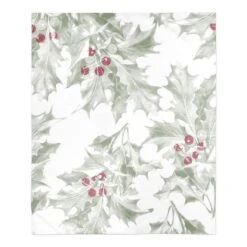 Holly Berry Leaves 50x60 Sherpa Fleece Blanket