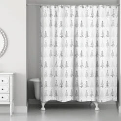 Designs Direct Christmas Tree Sketches 71" X 74" Shower Curtain -Northlight Sale Store D518614S 2