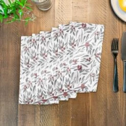 Holly And Leaves 10x10 Cotton Twill Napkin -Northlight Sale Store D518617S 3