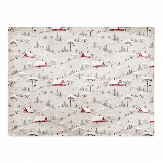 Snowy Village 18x14 Cotton Twill Placemat 1 Snowy Village 18x14 Cotton Twill Placemat