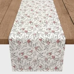 Holly And Leaves 16x72 Cotton Twill Runner -Northlight Sale Store D518625S 2