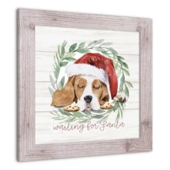 Designs Direct 16" X 16" Santa Dog Western White Framed Print -Northlight Sale Store D518644S 2