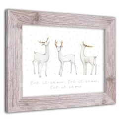 Designs Direct 14" X 11" Snow Reindeers Western White Framed Print -Northlight Sale Store D518645S 2