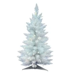 2.5ft. Pre-Lit Sparkle White Spruce Artificial Christmas Tree, Warm White Lights