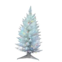 2.5ft. Pre-Lit Sparkle White Spruce Artificial Christmas Tree, Multicolor LED Lights