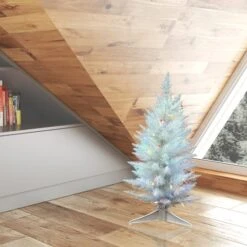 2.5ft. Pre-Lit Sparkle White Spruce Artificial Christmas Tree, Multicolor LED Lights -Northlight Sale Store D522208S 2