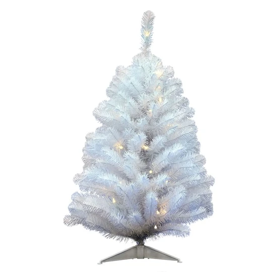3ft. Pre-Lit Crystal White Spruce Artificial Christmas Tree, Warm White LED Lights 2 3ft. Pre-Lit Crystal White Spruce Artificial Christmas Tree, Warm White LED Lights - Image 2