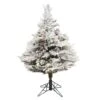3.5ft. Pre-Lit Flocked Alberta Artificial Christmas Tree, Multicolor LED Lights