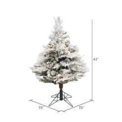 3.5ft. Pre-Lit Flocked Alberta Artificial Christmas Tree, Multicolor LED Lights 9 3.5ft. Pre-Lit Flocked Alberta Artificial Christmas Tree, Multicolor LED Lights -Northlight Sale Store D522328S 4