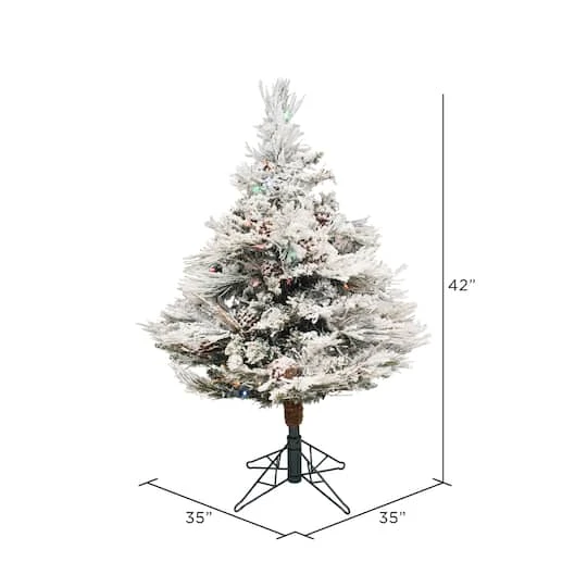 3.5ft. Pre-Lit Flocked Alberta Artificial Christmas Tree, Multicolor LED Lights 5 3.5ft. Pre-Lit Flocked Alberta Artificial Christmas Tree, Multicolor LED Lights - Image 5