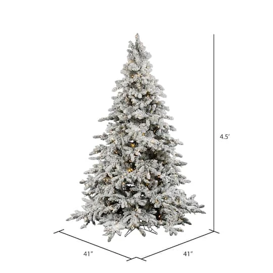 4.5ft. Pre-Lit Flocked Utica Fir Artificial Christmas Tree, Warm White LED Lights 4 4.5ft. Pre-Lit Flocked Utica Fir Artificial Christmas Tree, Warm White LED Lights - Image 4