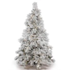6.5ft. Pre-Lit Flocked Alberta Artificial Christmas Tree, Pure White LED Lights