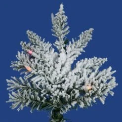 7.5ft. Pre-Lit Flocked Utica Fir Slim Artificial Christmas Tree, Multi-Colored Lights -Northlight Sale Store D522355S 3