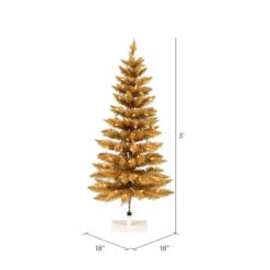 3ft. Pre-Lit Gold Pencil Fir Artificial Christmas Tree, Warm White Dura-Lit® LED Lights -Northlight Sale Store D522370S 3