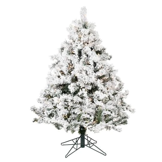 4.5ft. Pre-Lit Flocked Alaskan Pine Artificial Christmas Tree, Clear Lights 2 4.5ft. Pre-Lit Flocked Alaskan Pine Artificial Christmas Tree, Clear Lights - Image 2