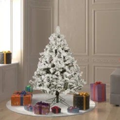 4.5ft. Pre-Lit Flocked Alaskan Pine Artificial Christmas Tree, Clear Lights 8 4.5ft. Pre-Lit Flocked Alaskan Pine Artificial Christmas Tree, Clear Lights -Northlight Sale Store D522377S 2