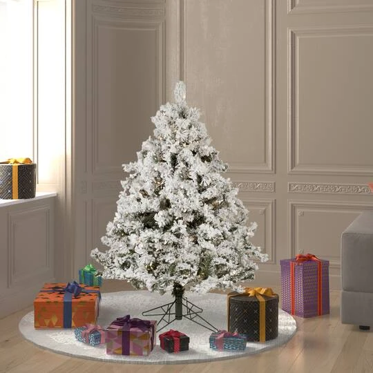 4.5ft. Pre-Lit Flocked Alaskan Pine Artificial Christmas Tree, Clear Lights 3 4.5ft. Pre-Lit Flocked Alaskan Pine Artificial Christmas Tree, Clear Lights - Image 3