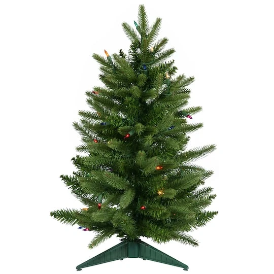 2ft. Pre-Lit Fraser Fir Artificial Christmas Tree, Multicolor Lights 2 2ft. Pre-Lit Fraser Fir Artificial Christmas Tree, Multicolor Lights - Image 2