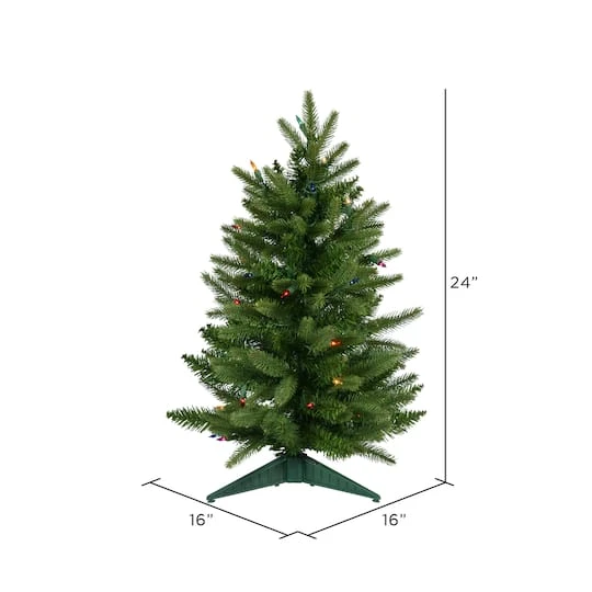 2ft. Pre-Lit Fraser Fir Artificial Christmas Tree, Multicolor Lights 4 2ft. Pre-Lit Fraser Fir Artificial Christmas Tree, Multicolor Lights - Image 4