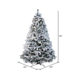 6.5ft. Pre-Lit Flocked Alaskan Pine Artificial Christmas Tree, Pure White Dura-Lit® LED Lights -Northlight Sale Store D522476S 4