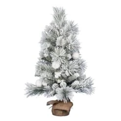 3ft. Unlit Frosted Beacon Pine With Snowballs & Pinecones Artificial Christmas Tree In Burlap Base