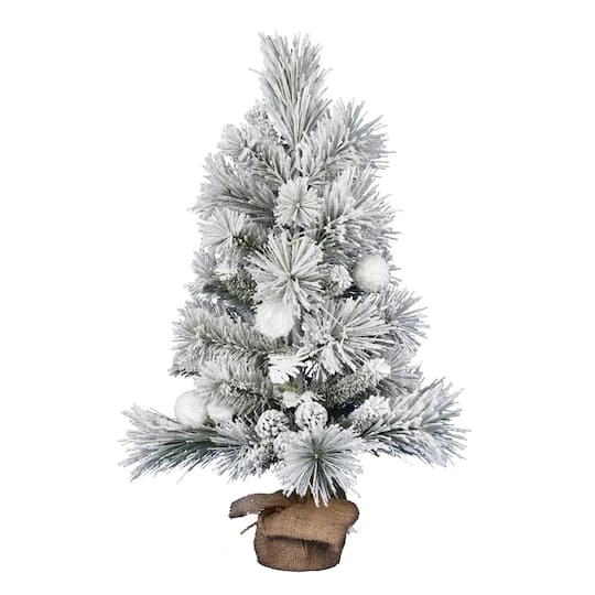 3ft. Unlit Frosted Beacon Pine With Snowballs & Pinecones Artificial Christmas Tree In Burlap Base 1 3ft. Unlit Frosted Beacon Pine With Snowballs & Pinecones Artificial Christmas Tree In Burlap Base