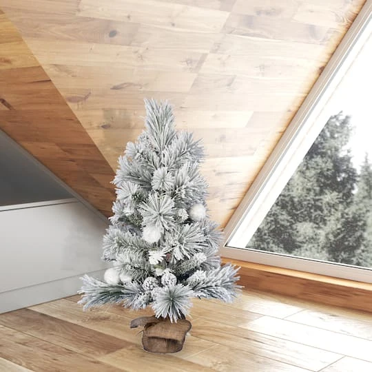 3ft. Unlit Frosted Beacon Pine With Snowballs & Pinecones Artificial Christmas Tree In Burlap Base 3 3ft. Unlit Frosted Beacon Pine With Snowballs & Pinecones Artificial Christmas Tree In Burlap Base - Image 3