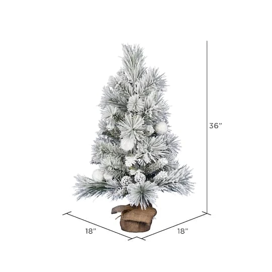 3ft. Unlit Frosted Beacon Pine With Snowballs & Pinecones Artificial Christmas Tree In Burlap Base 4 3ft. Unlit Frosted Beacon Pine With Snowballs & Pinecones Artificial Christmas Tree In Burlap Base - Image 4