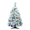 3ft. Pre-Lit Flocked Alaskan Pine Artificial Christmas Tree, Multicolor Dura-Lit® LED Lights