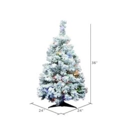 3ft. Pre-Lit Flocked Alaskan Pine Artificial Christmas Tree, Multicolor Dura-Lit® LED Lights -Northlight Sale Store D522486S 4