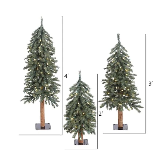 2ft., 3ft. & 4ft. Pre-Lit Natural Bark Alpine Artificial Christmas Tree Set, Clear Dura-Lit® Lights 5 2ft., 3ft. & 4ft. Pre-Lit Natural Bark Alpine Artificial Christmas Tree Set, Clear Dura-Lit® Lights - Image 5