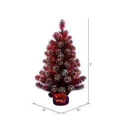 2ft. Unlit Dark Red Tinsel Artificial Christmas Tree -Northlight Sale Store D522577S 4